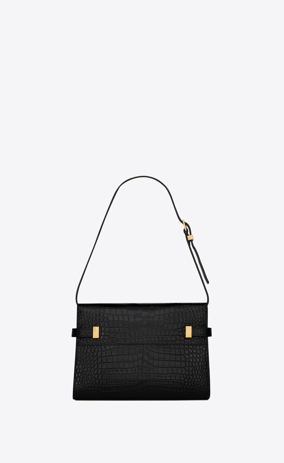 MANHATTAN SMALL SHOULDER BAG IN SHINY CROCODILE-EMBOSSED LEATHER